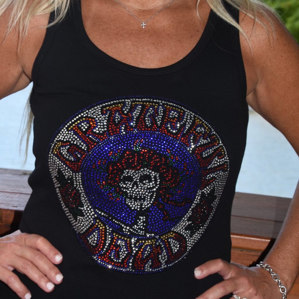 Grateful Dead   Rhinestone  bling sleeveless tank top  XS,S,M,L,XL,XXL, 1X,2X,3…